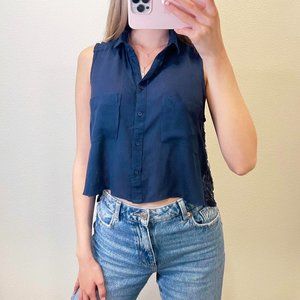 Abercrombie Cropped Navy Blue Blouse
